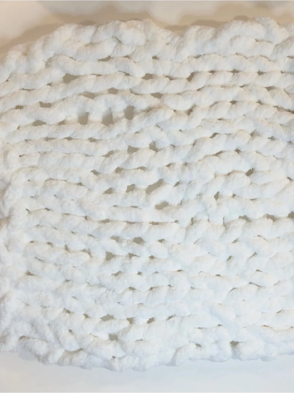 White Chunky Hand-knitted baby blanket - photo prop